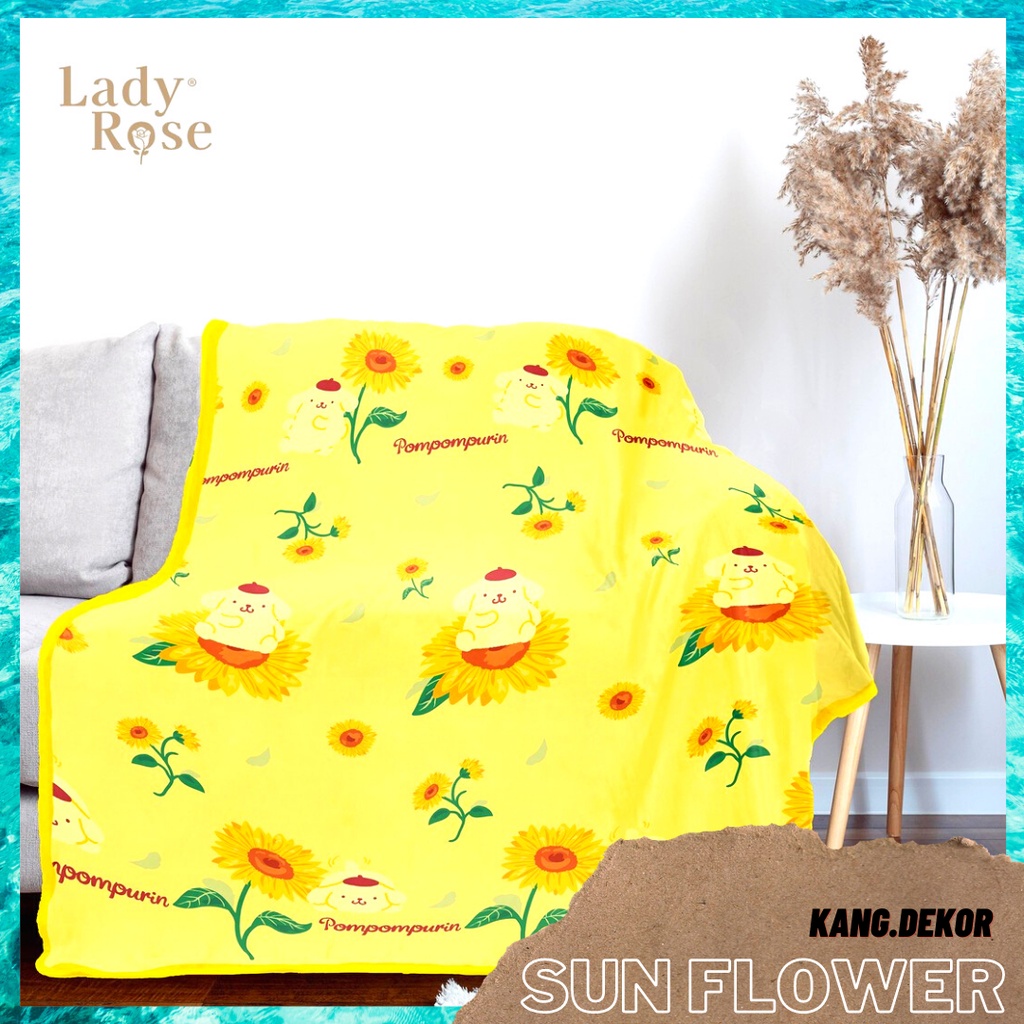SELIMUT LADY ROSE MOTIF SUN FLOWER  KARAKTER KARTUN ANAK BULU LEMBUT HALUS TEBAL LADYROSE UKURAN 160