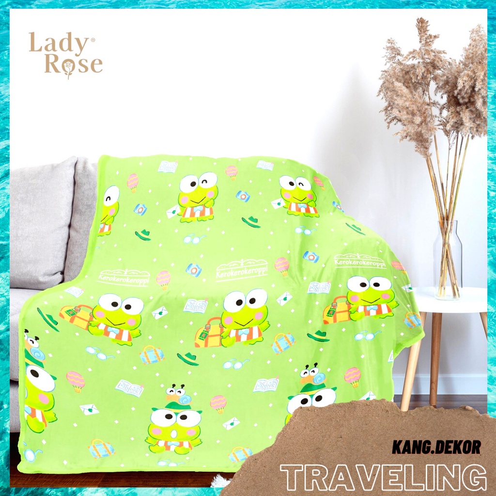 SELIMUT LADY ROSE MOTIF TRAVELING KARAKTER KARTUN ANAK SELIMUT BULU LEMBUT HALUS TEBAL LADYROSE UKUR