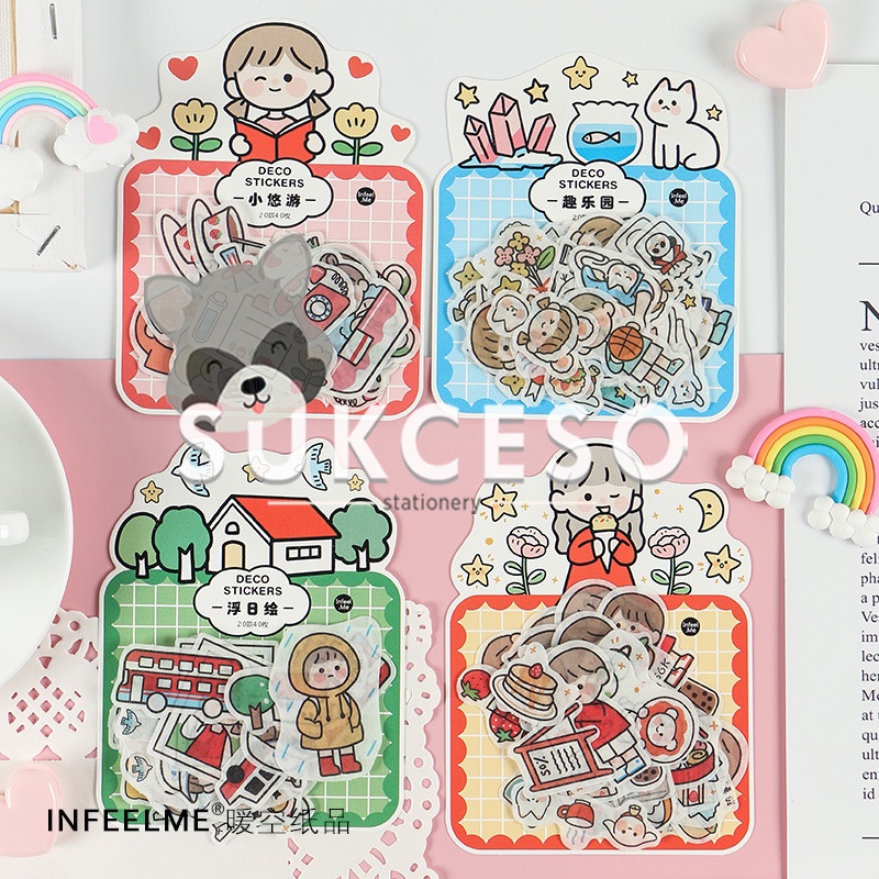 

Enjoyable Free Time Flake Stickers Diary Stiker Karakter Lucu