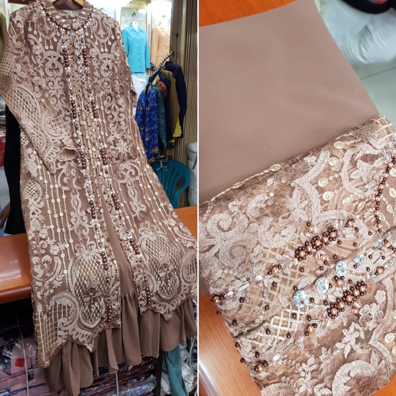 AZZAKIYA DRESS - Gamis Pesta - Outer Terbaru - Baju Tanahabang Mewah - Seragam Pernikahan Bridesmaid Kondangan - Brukat Kekinian