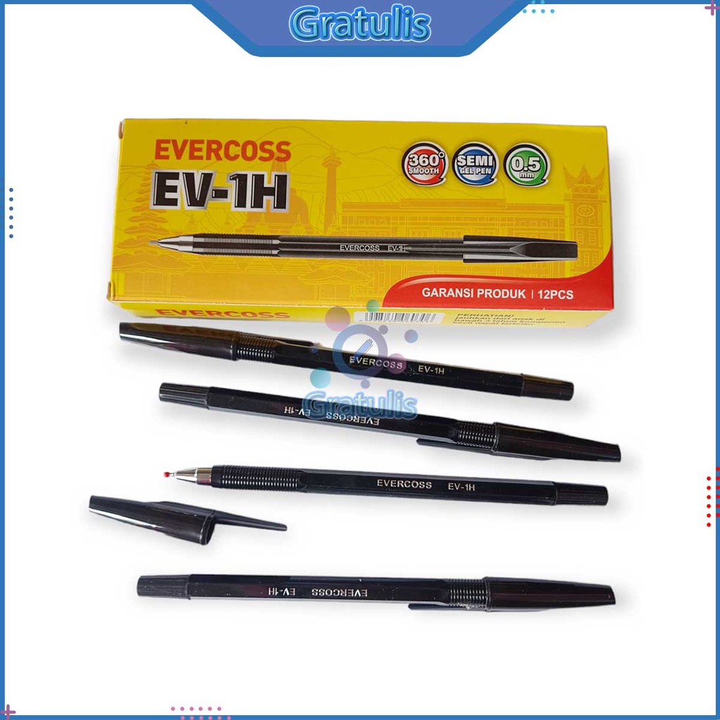 

PULPEN JEL EVERCOSS EV-1H [1 PAK] / ALAT TULIS SEKOLAH / BOLPEN BULPEN BALLPEN GEL PENA 12 PCS CASE HITAM STANDAR