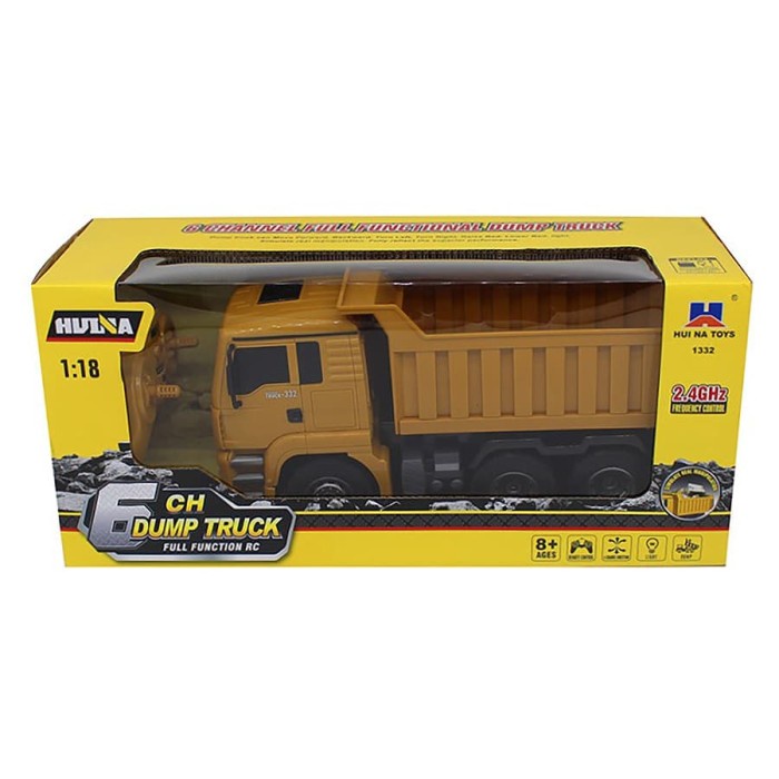 Huina 1332 RC Dump Truck 1/18 6CH Mainan Remote Alat Berat