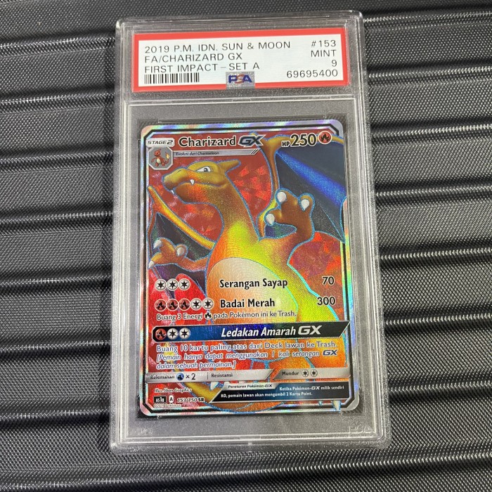 Charizard GX SR Pokemon Indonesia PSA 9 Hantaman Pertama
