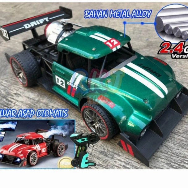 Mobil Remote Kontrol Rc Metal Racing 2,4 Ghz Bisa mengeluarkan Asap - Merah