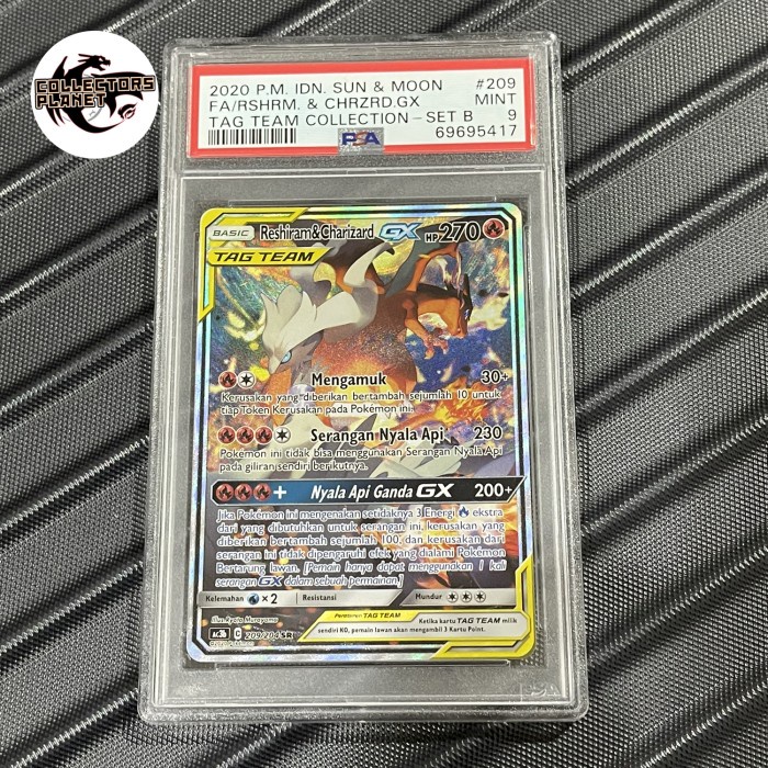 Reshiram & Charizard GX SR Alternate Art PSA 9 - Kartu Pokemon Indo
