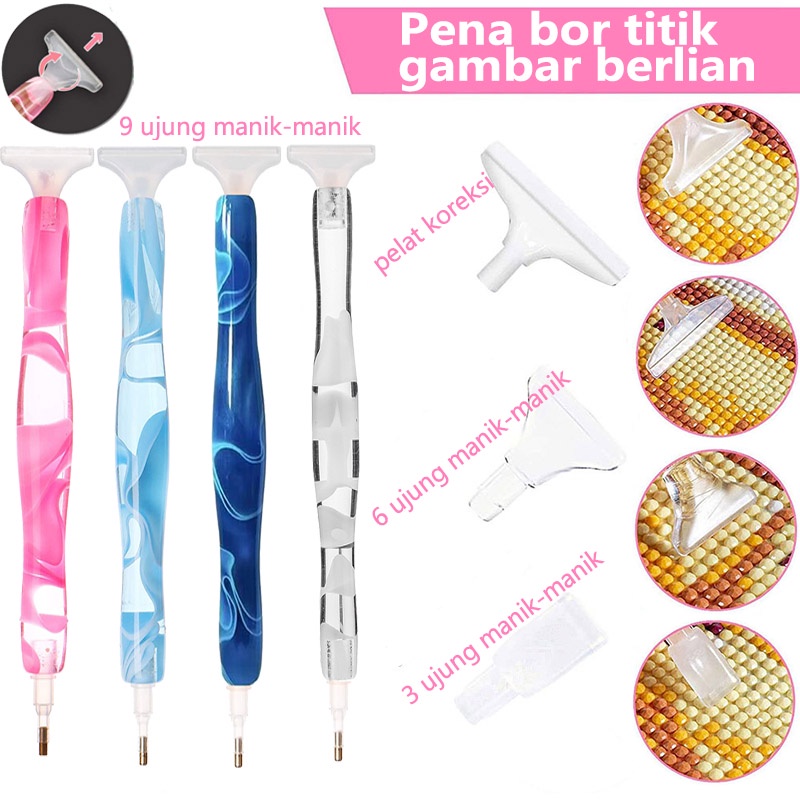 

DIY Diamond Painting Pen Pena Lukisan Berlian 5D Pena Bor Titik Aksesoris Alat Bordir Berlian Resin