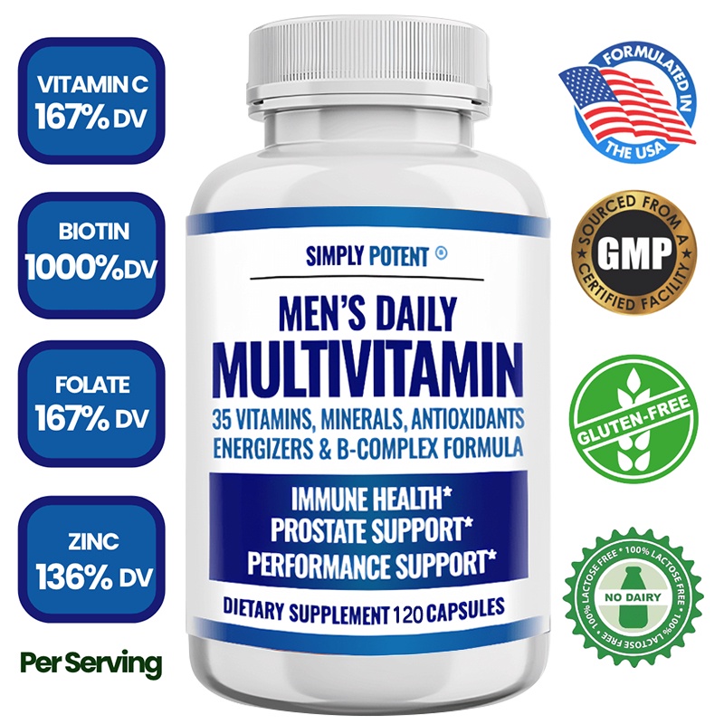 Multivitamin Pria 120 Kapsul untuk Kesehatan dan Energi Harian