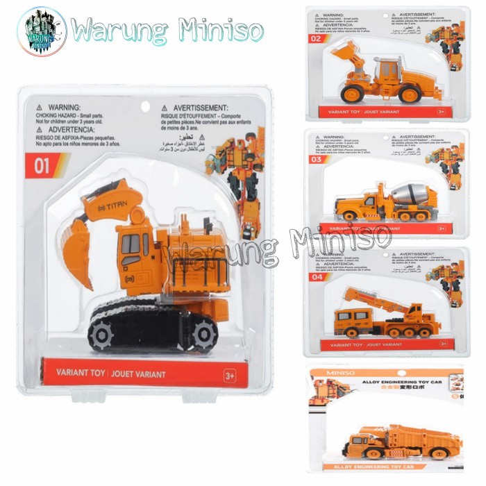 Miniso Transform Variant Toy Mainan Mobil Robot Anak-Anak - Excavator