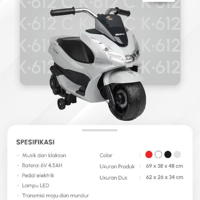 Motor Aki Mainan Anak Cas PMB K 612C PCX Mini 6V Murah BDG