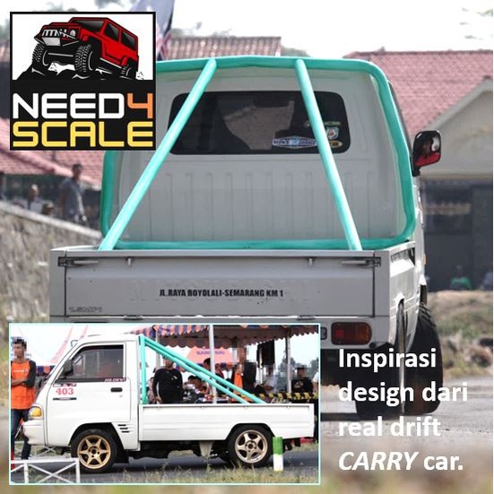 Realistic Roll Bar Drift Racing RC WPL D12 D-12 - Hitam