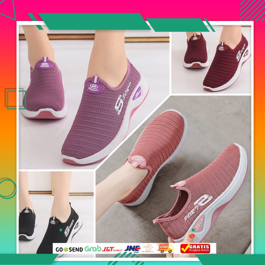 SEPATU ORI MURAH / SHOEGALLERY LV0097 Sepatu Slip On Wanita Sepatu Rajut Wanita Import Polos Sepatu 