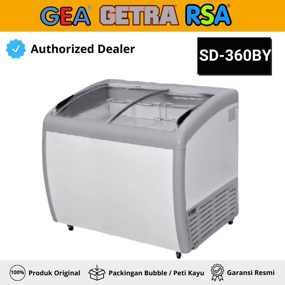 Chest Freezer Box Sliding Gea Sd-360By Freezer Sliding Kaca Cembung Kapasitas 360 Liter Garansi Resmi