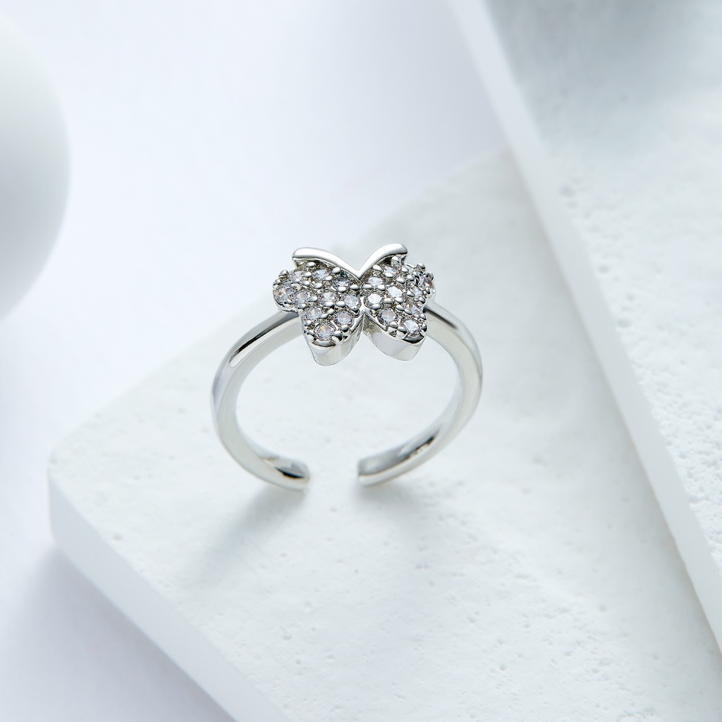 Lavish Jewelry55J Cincin Titanium Anak Anak Emas Perempuan Laki Laki Insial Kupu Gambar Love Anti Ka