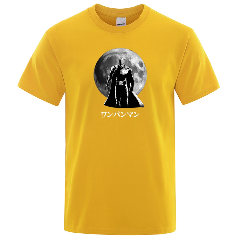 Jemssky Fashion Anime T Shirt Japanese Anime Tops Harajuku One Punch Man Saitama T-shirt Men Gray Co