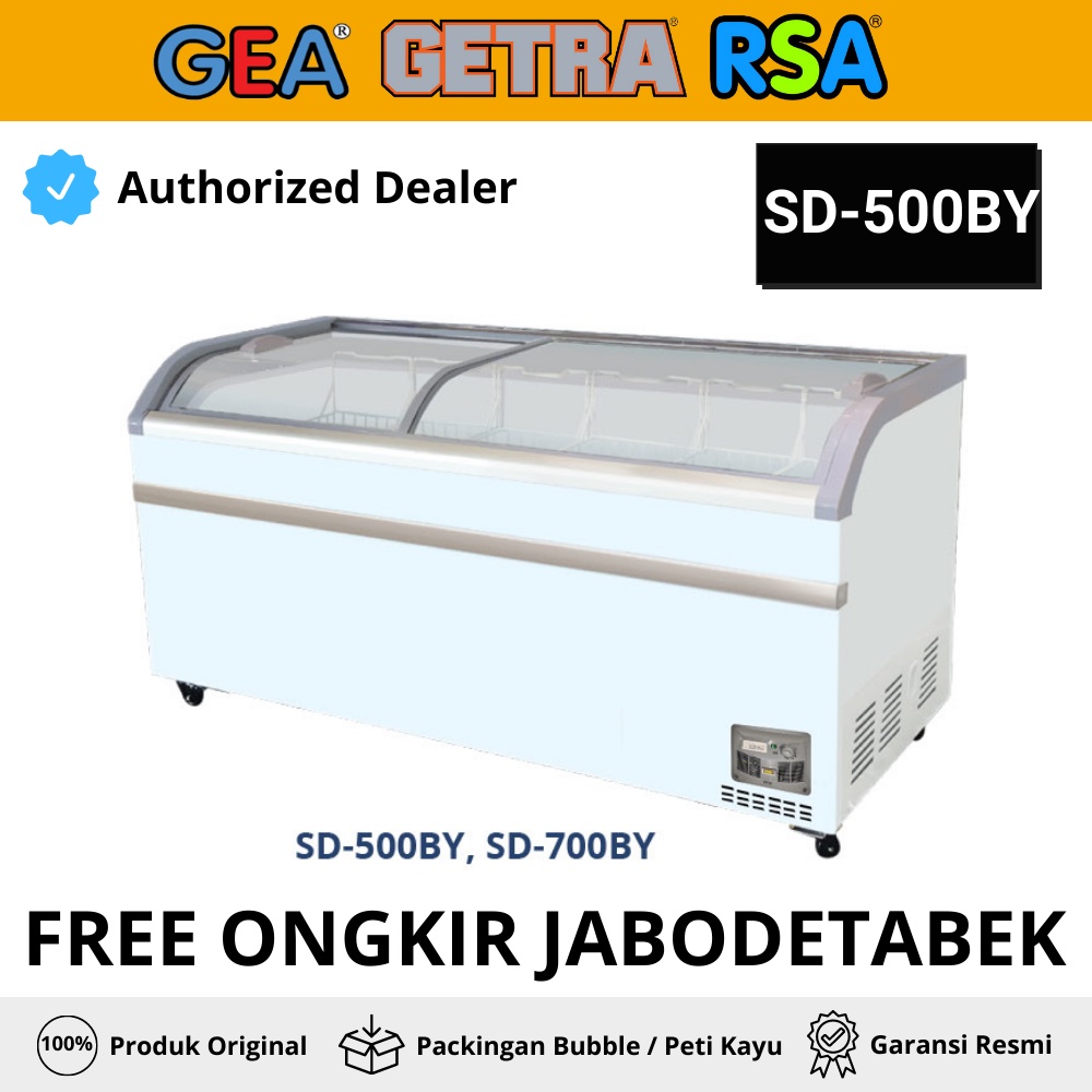 Chest Freezer Box Sliding Gea Sd-500By Freezer Sliding Kaca Cembung Kapasitas 500 Liter Garansi Resmi