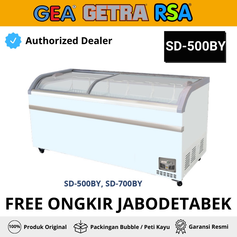Chest Freezer Sliding Gea Sd-500By Freezer Sliding Kaca Cembung Garansi Resmi