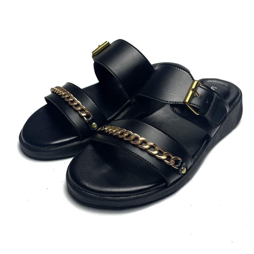 FLORIA Lookupshoes Wedges Sandal Wanita Platform Model Slop Ban 2 Rantai