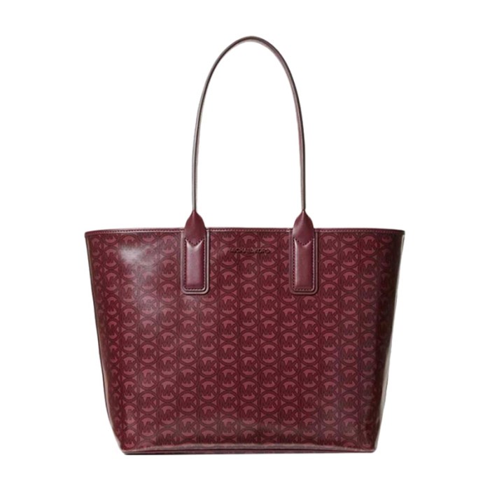 Tas Wanita Cewek Perempuan MK Jodie Large Logo Jacquard Tote Bag - Maroon 100% ORIGINAL