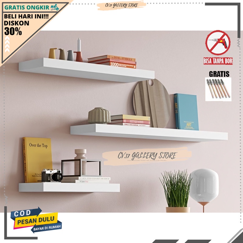 Rak Papan Tak Hiasan Ambalan Hambalan Tempat penyimpanan Buku Bunga Alquran Kosmetik make up Makeup 