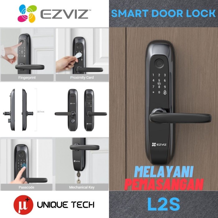 

EZVIZ L2S SMART FINGERPRINT BUILT-IN DOORBELL DOOR LOCK HANDLE ALARM