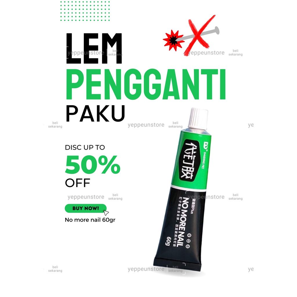 

Lem Pengganti Paku Tembok Lem Serbaguna Super Kuat Lem Besi 60gr