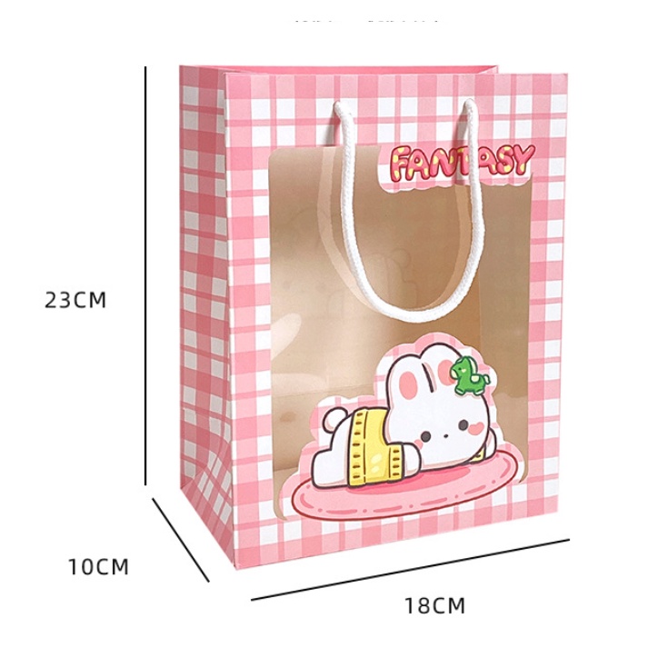 

J3 - Paper bag transparant with gift card - Gift bag karakter lucu