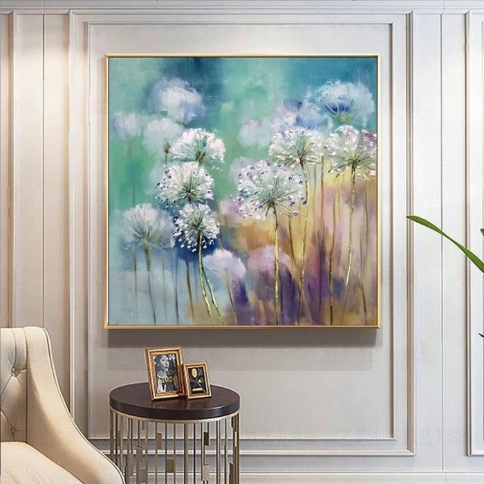 lukisan bunga dandelion abstrak minimalis
