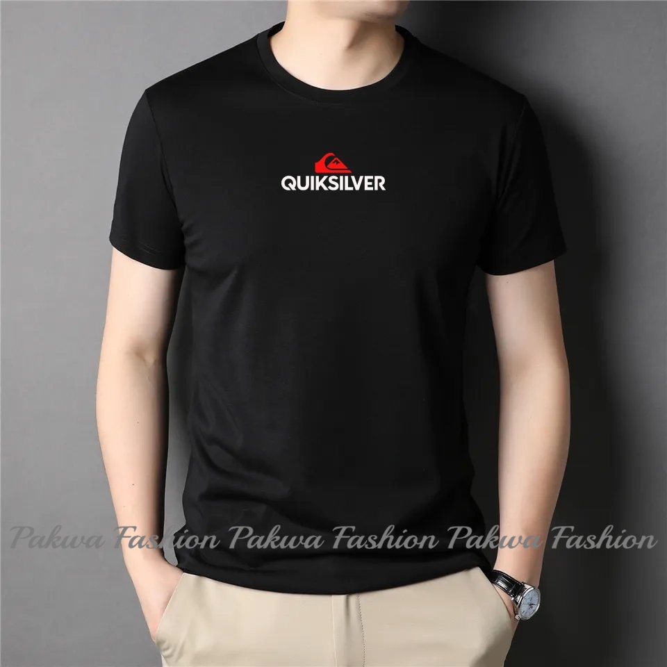 Kaos Distro Lengan Pendek Kuiksilver Quality Merah Putih Baju Tshirt Polos Pria Wanita Dewasa Keren 