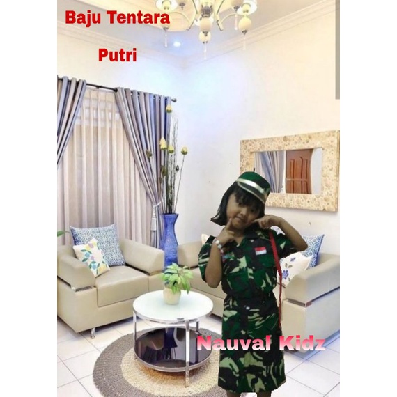 Baju kostum seragam anak profesi Tentara Doreng TNI ABRI anak putri  Paud, Tk, Sd (topi)