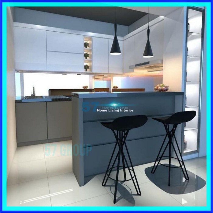 Kitchen Set dan Meja Mini Bar Minimalis Fre Desain Bahan Multiplek HPL Ter Murah