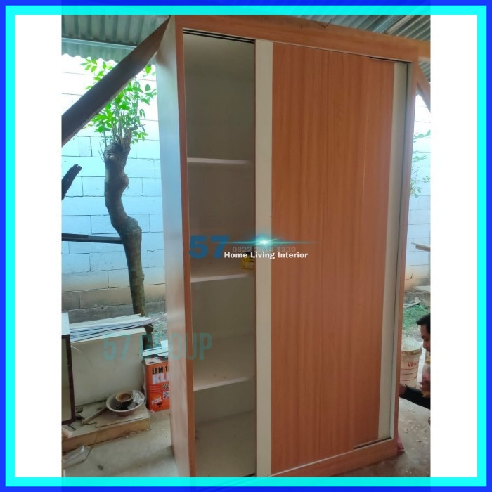 Lemari Pakaian Pintu 2 Minimalis Slidding Bahan Plywood HPL