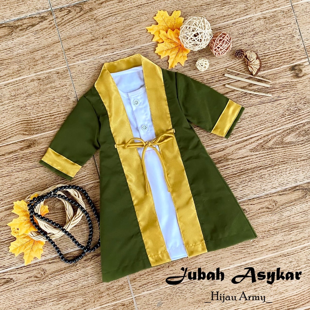 Jubah Asykar Sultan Arab Warna Hijau Army Sorban Merah