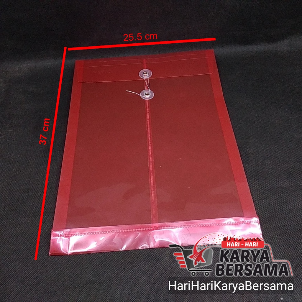 

MAP PLASTIK TRANSPARANT KANCING-TALI WARNA MERAH