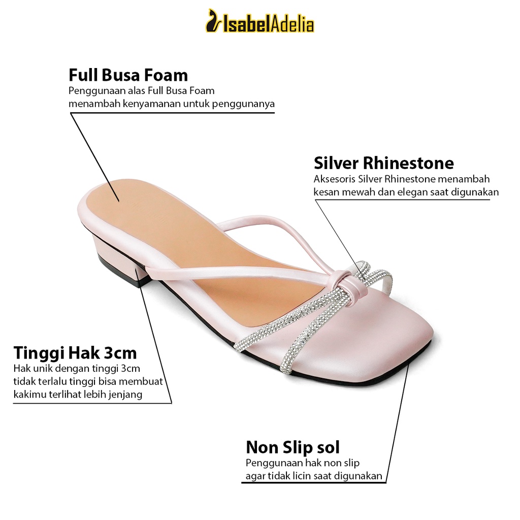 Isabel Adelia VIENE Block Heels Wanita Hitam Gold Pink