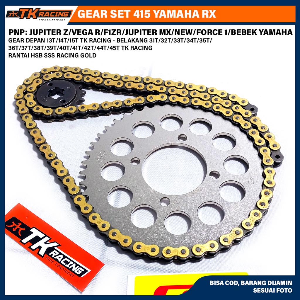 Girset Gear Set 415 Yamaha RX King F1ZR Jupiter Z Vega R Jupiter MX 135 Lama/New Force 1 All Bebek Y
