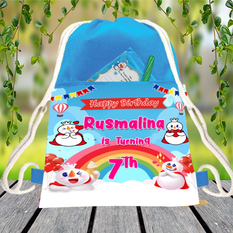 

Tas ulang tahun , Tas Ransel serut Dua kantong Trendy Custom Nama + Foto