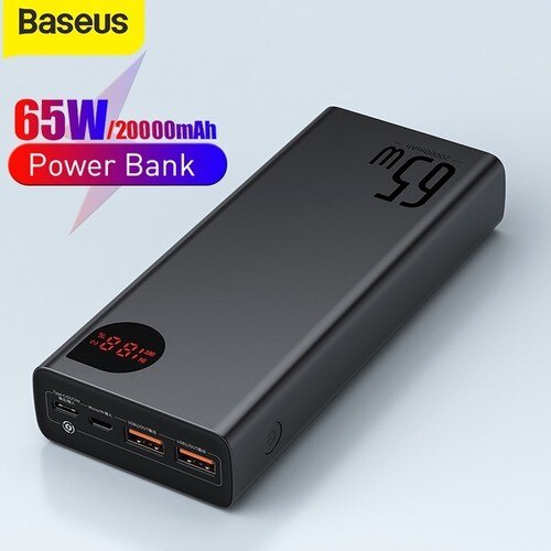 Baseus Original Adaman 65W Power Bank Type C Fast Charging Quick Charge PD Digital Display Powerbank