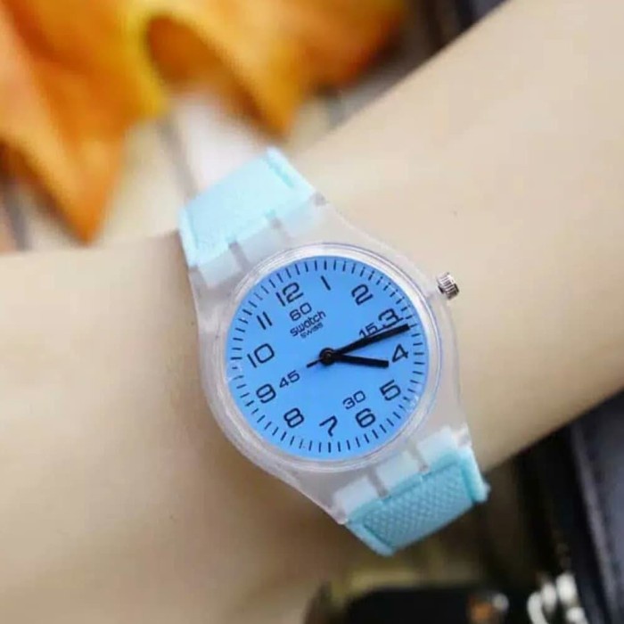 Jam Tangan Anak Remaja Cewek Swatch /QQ Rubber Pink Muda White