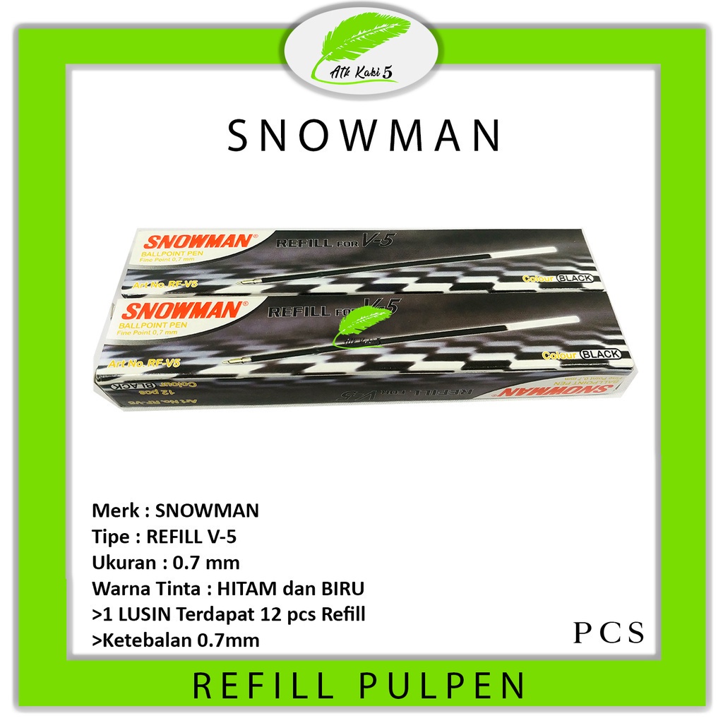 

SNOWMAN - Refill Pulpen RF-V-5 Biru dan Hitam - Lusin