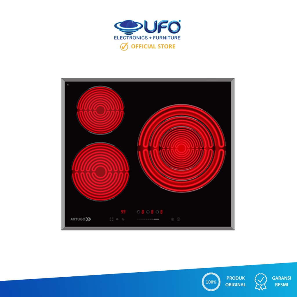 Artugo Built In Electric Hob Induction Kompor Tanam Listrik 3 Tungku AE3600CB