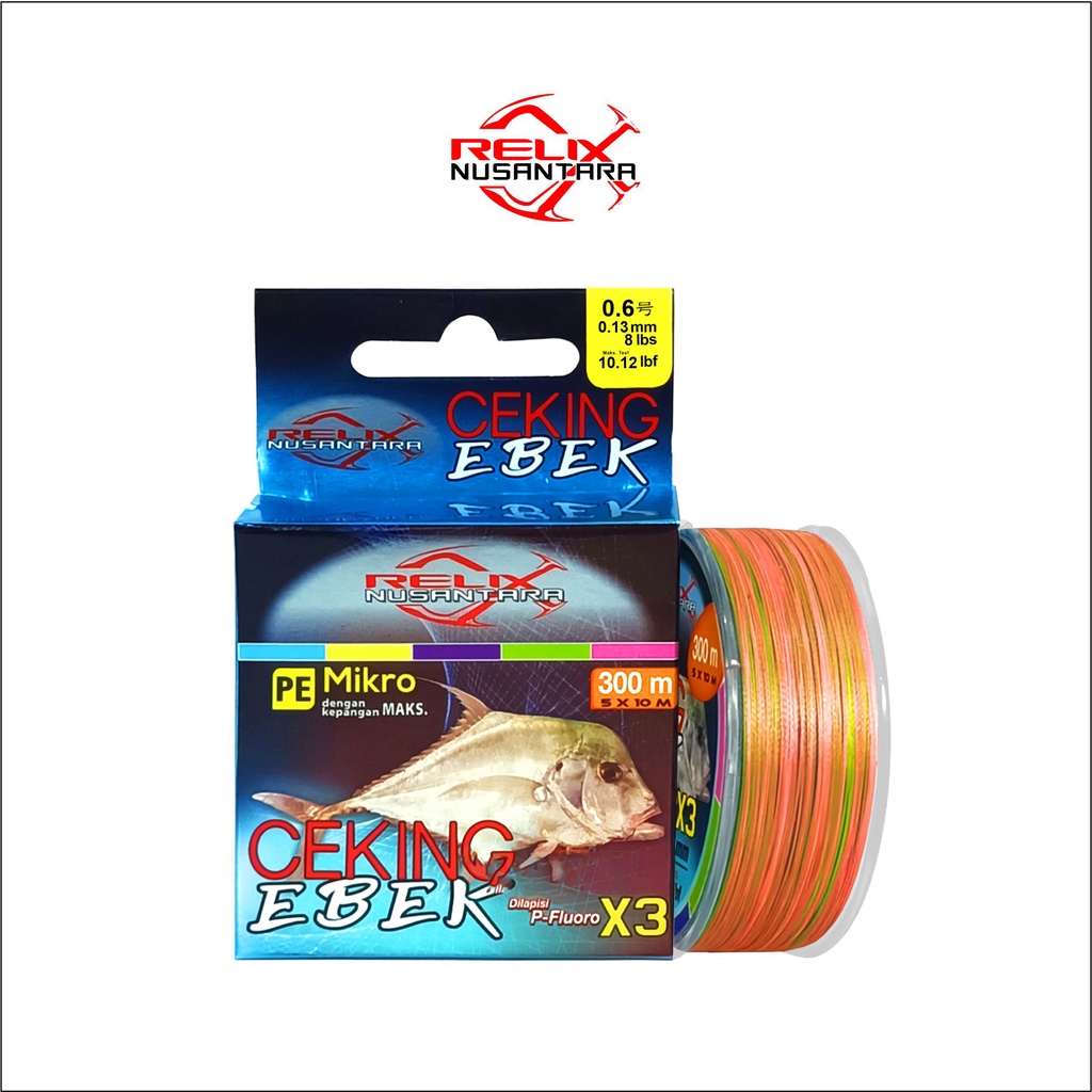 EXTRA BONUS | PE RELIX NUSANTARA CEKING EBEK X3 MULTICOLOR 300 METER | BENANG PE SENAR PANCING 0.6 0