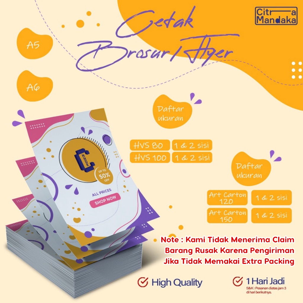 

Cetak Flyer Print Brosur Promosi A5 | A6