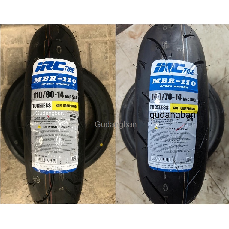 ( PAKET 2 BAN R14 ) MBR110 IRC 110 80 14 dan 140 70 14 Soft Compound Ban Motor Aerox Balap Tubeless
