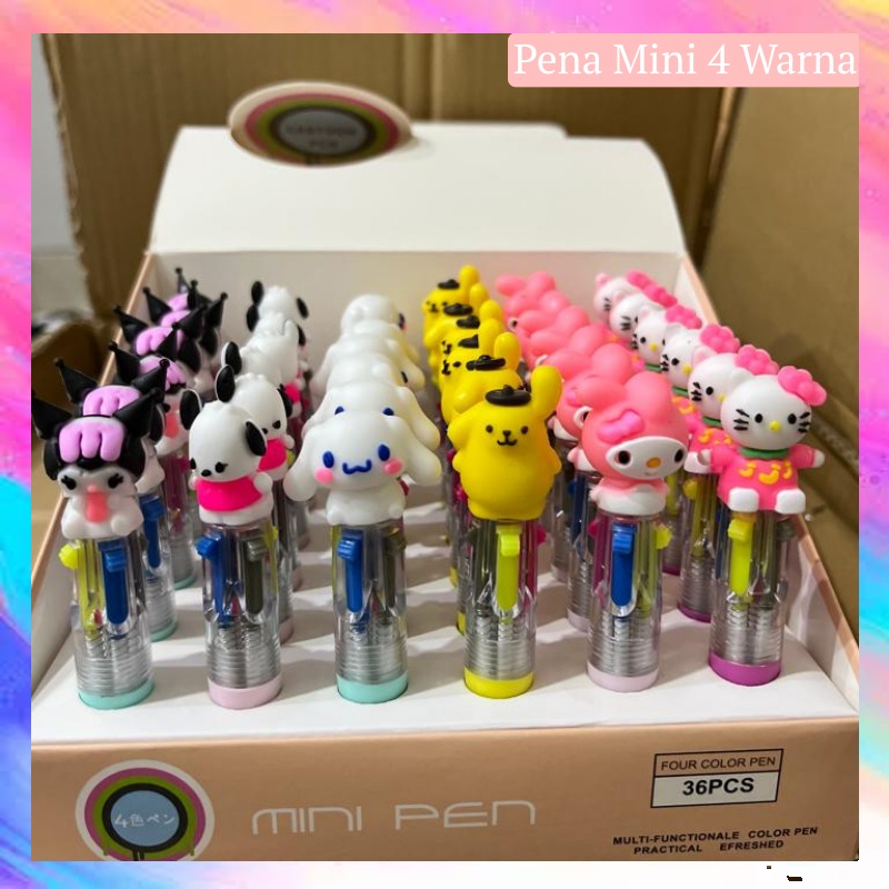 

1pcs Pulpen 4 Warna Mini Karakter / Pulpen Cetek 4 Warna