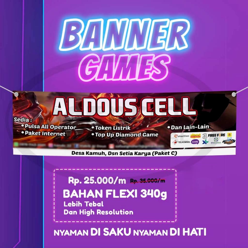 Banner Games / Spanduk Top Up Games Konter Pulsa Design Custom Murah Berkualitas