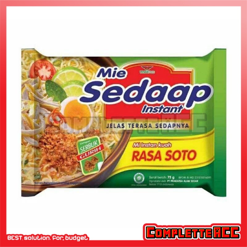 

[ECER}MIE SEDAP RASA SOTO 75 GRAM exp. aman