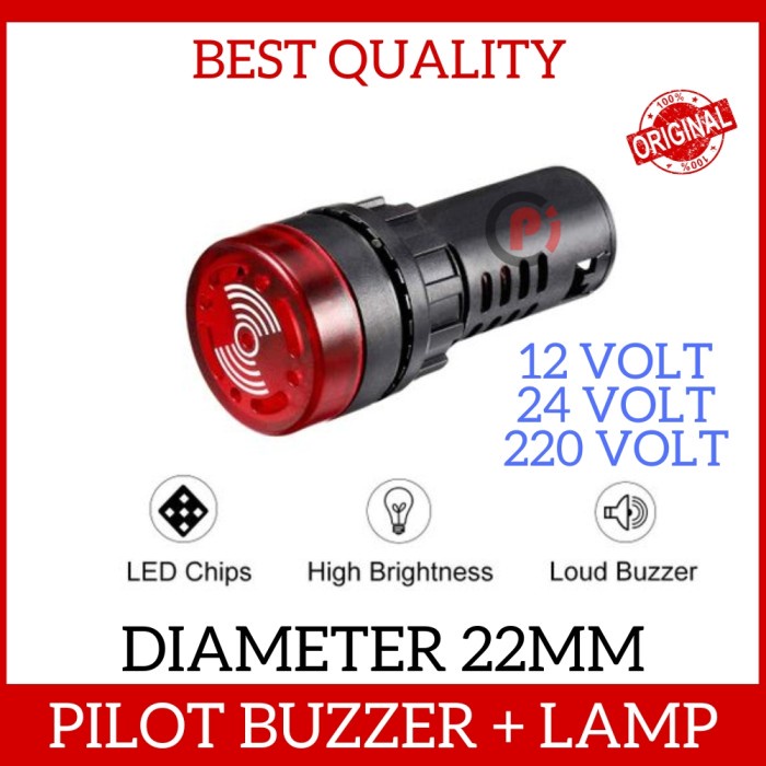 Pilot Lamp Flash Buzzer 12V 24V 220V DC AC LED ALARM SIGNAL Panel 22mm