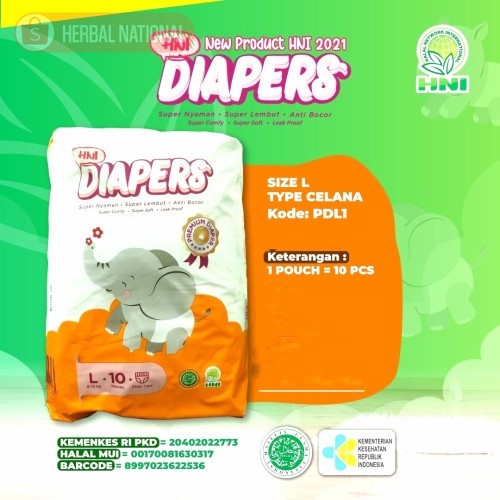 

DIAPERS SIZE L - POPOK ANAK -HNI BPOM - Produk Herbal