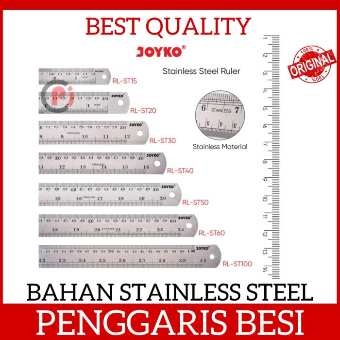 

JOYKO Penggaris Besi Bahan Stainless Steel Ruler 15cm 30cm 50cm 100cm