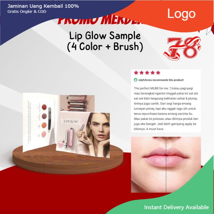 New Dior Lip Glow Sample Four Color + Brush Aplicator (BPOM)